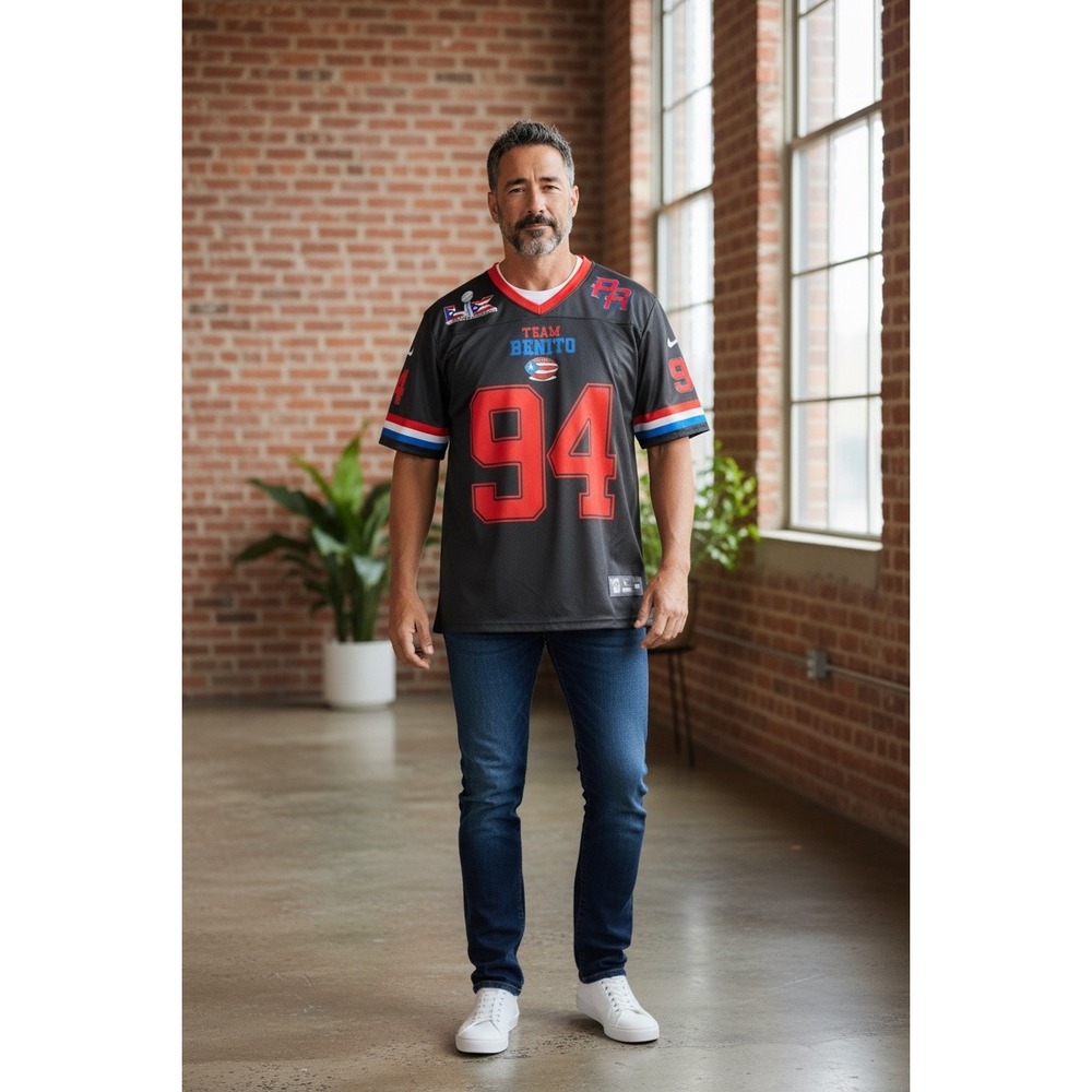 Bad Bunny Team Benito Puerto Rico Super Bowl LX Jersey Black Red 94 Mens XL